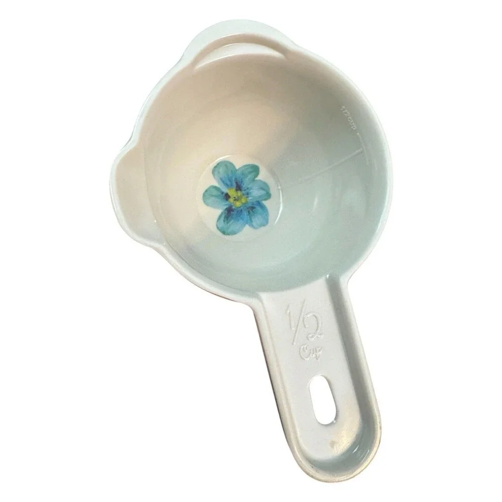 Vintage Floral Plastic Measuring Cups Set of 4 Nesting 1/3 1/4 1/2  1 Cup Retro